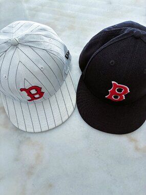 New Era 59FIFTY Fitted Hat Bundle 2-Pack - Boston Red Sox Pinstripe & Navy Caps